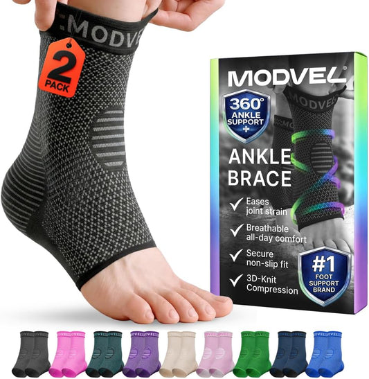 Modvel Foot & Ankle Brace Socks for Sprained Ankle Compression Sleeve - Foot Support for Women & Men - Tendonitis & Arthritis Ankle Brace Sports Running, Torn Ligaments & Women Stabilizing Ankle Wrap