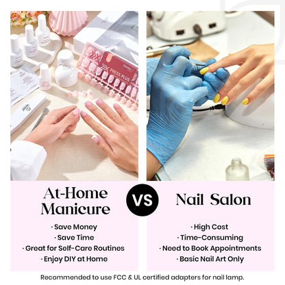 Beetles Press On Nail Kit-Short Square French Tip Press On Nails, 150Pcs Pink French Nail Tips with Nail Glue & Remover Builder Top Coat Nail Lamp, All-in-One DIY Fake Nails Gift for Women