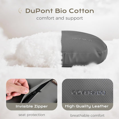 Coverado Car Lumbar Support Pillow and Car Neck Pillow Kit, Ergonomic Design Car Headrest Pillow for Driving, Relax Back Head Muscles Relieve Driving Fatigue, Breathable & Removable Cover, Gray