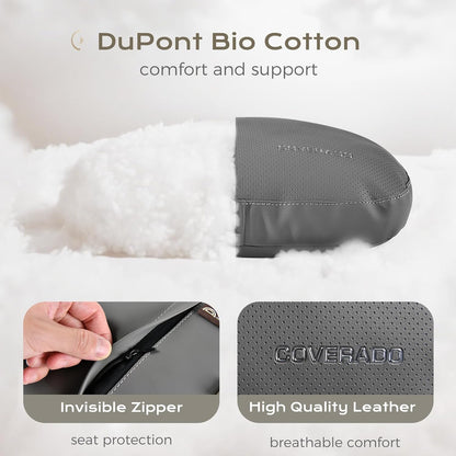 Coverado Car Lumbar Support Pillow and Car Neck Pillow Kit, Ergonomic Design Car Headrest Pillow for Driving, Relax Back Head Muscles Relieve Driving Fatigue, Breathable & Removable Cover, Gray