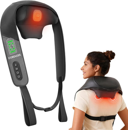 Snailax Neck Massager for Pain Relief Deep Tissue, Neck Massage with Heat, Cordless Massager for Back and Shoulder Pain, Deep Kneading Back Massager, Gift for Mom Dad