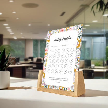 Habit Tracker Calendar - Made in USA, Designed by Local Artist, Motivational 30 day monthly challenge - Tool and gift for Productivity, Self-growth (Habit Tracker-Florals, U-Stand)