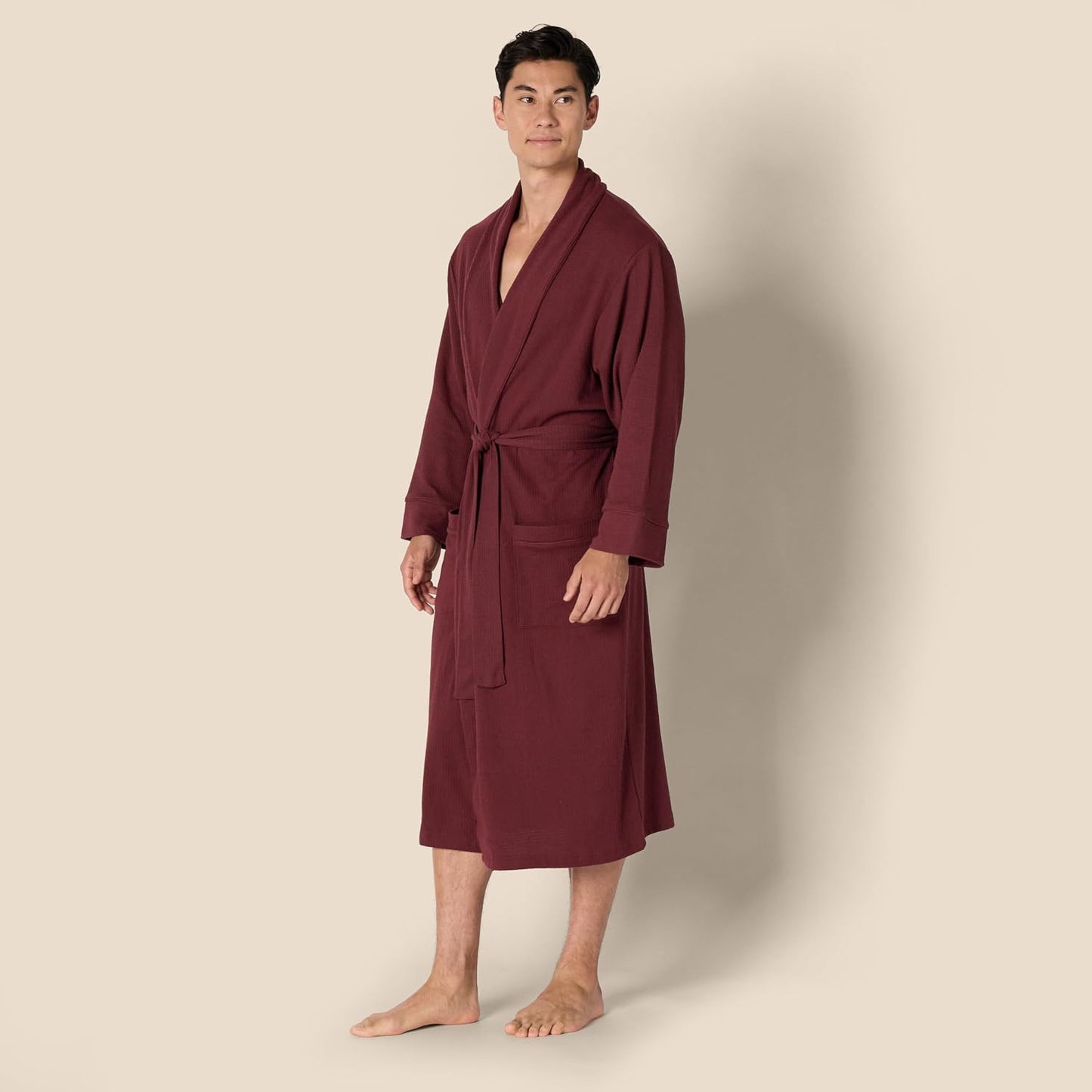 Amazon Essentials Men's Lightweight Cotton Waffle Bathrobe (Available in Big & Tall)