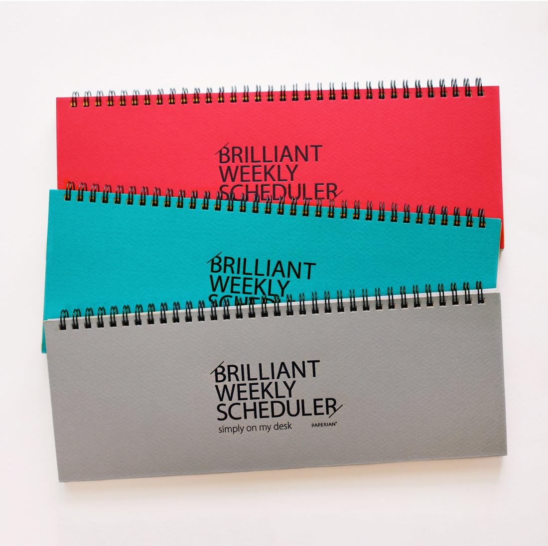 PAPERIAN Brilliant Weekly Scheduler - Wirebound Undated Weekly Planner Pad Scheduler (Red)