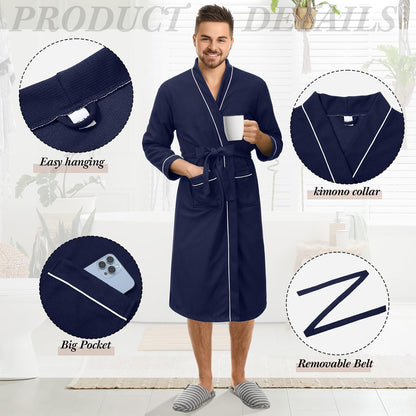 Cuffbow Cotton Robe for Women or Men Lightweight Waffle Knit Bathrobe Couple V Neck Spa Sleepwear(just 1 Set)
