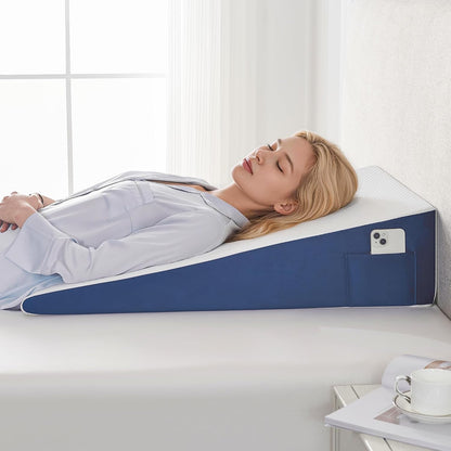 Yojoker Wedge Pillow for Sleeping - 12 Inch Bed Wedge for Headboard Triangle Pillow, Memory Foam Wedges for Acid Reflux, GERD, Snoring, Post Surgery Back Pain Relief, Leg Elevation, Washable Cover