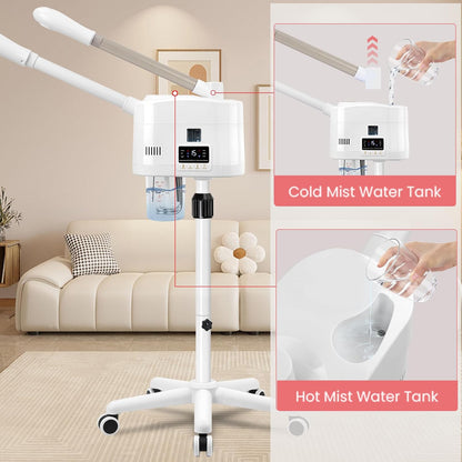 Professional Facial Steamer for Deep Hydration,2in1 Ozone Face Steamer with 5X Magnifying Lamp,Suitable for Home Use or Beauty Spa Deep Cleansing and Hydration