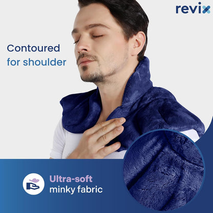 REVIX Heated Neck Wrap Microwave Heating Pad for Neck and Shoulders Pain Relief, Weighted Neck Warmer Microwavable with Miost Heat, Unscented