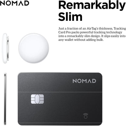 Nomad Tracking Card Carbide, Slim Card Tracker with IPX7 Waterproof and Dust Proof Card Tracker for Wallet & Luggage, 5 Months GPS Tracker Long Battery Life, Rechargeable, Compatible with iOS Only