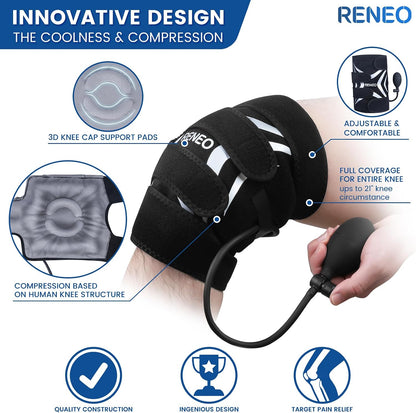 RENEO Compression Knee Ice Pack Wrap with Air Pump