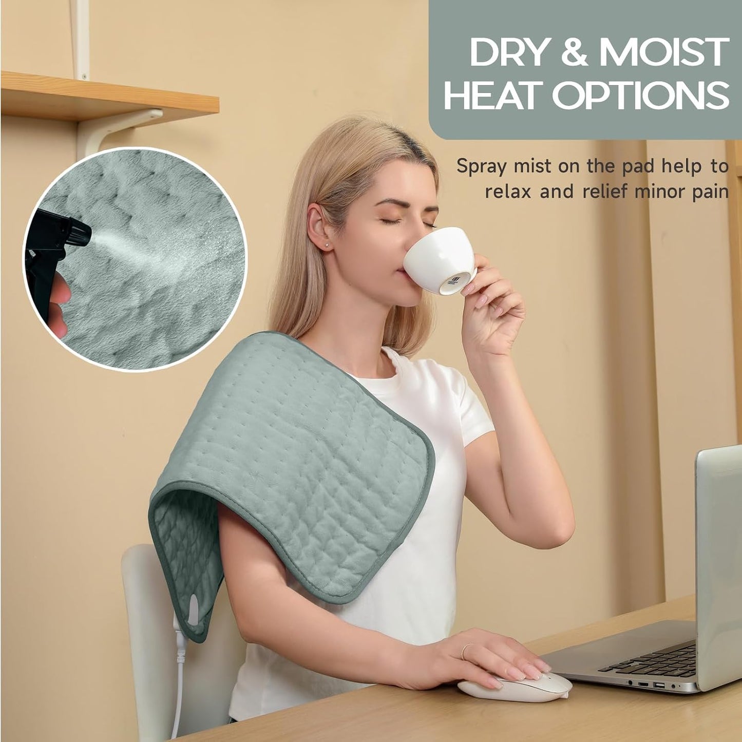 Heating Pad for Period Cramps, Heating Pad for Back/Neck/Shoulder Muscle Pain, 6 Heating & 4 Timer Setting, Auto Shut Off, Dry/Moist Heat & Machine Washable, Birthday Christma s Gifts for Women Mom