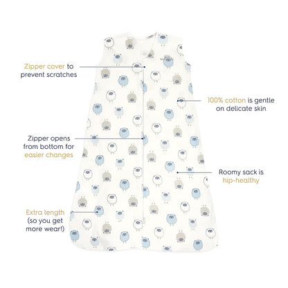 HALO SleepSack, 100% Cotton Wearable Blanket, Swaddle Transition Sleeping Bag, TOG 0.5, Ocean Life, Medium, 6-12 Months