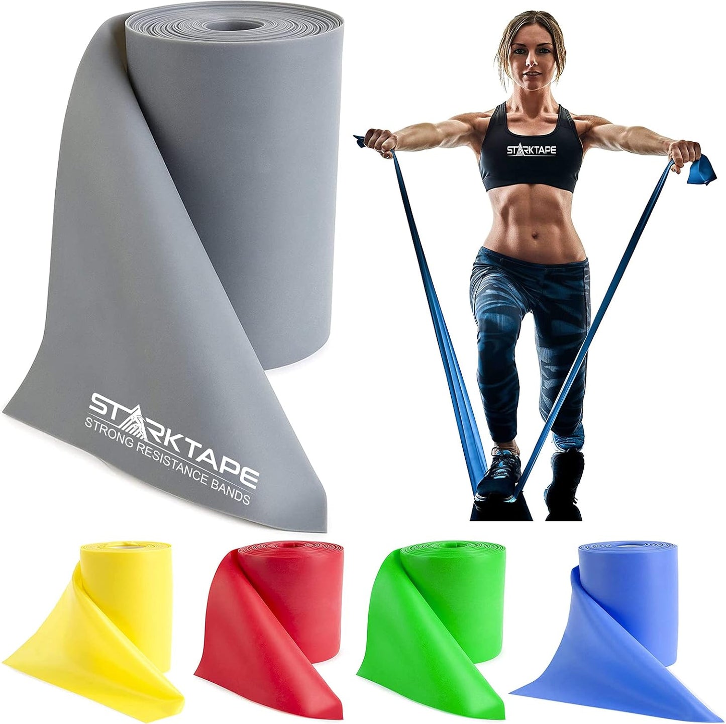 Resistance Bands Professional 8,16, 25, 50 Yards Bulk Rolls. Latex-Free Elastic Physical Therapy Band. No Scent, No Powder - Perfect for Home Exercise, Yoga, Pilates, Gym, Rehab, Workout