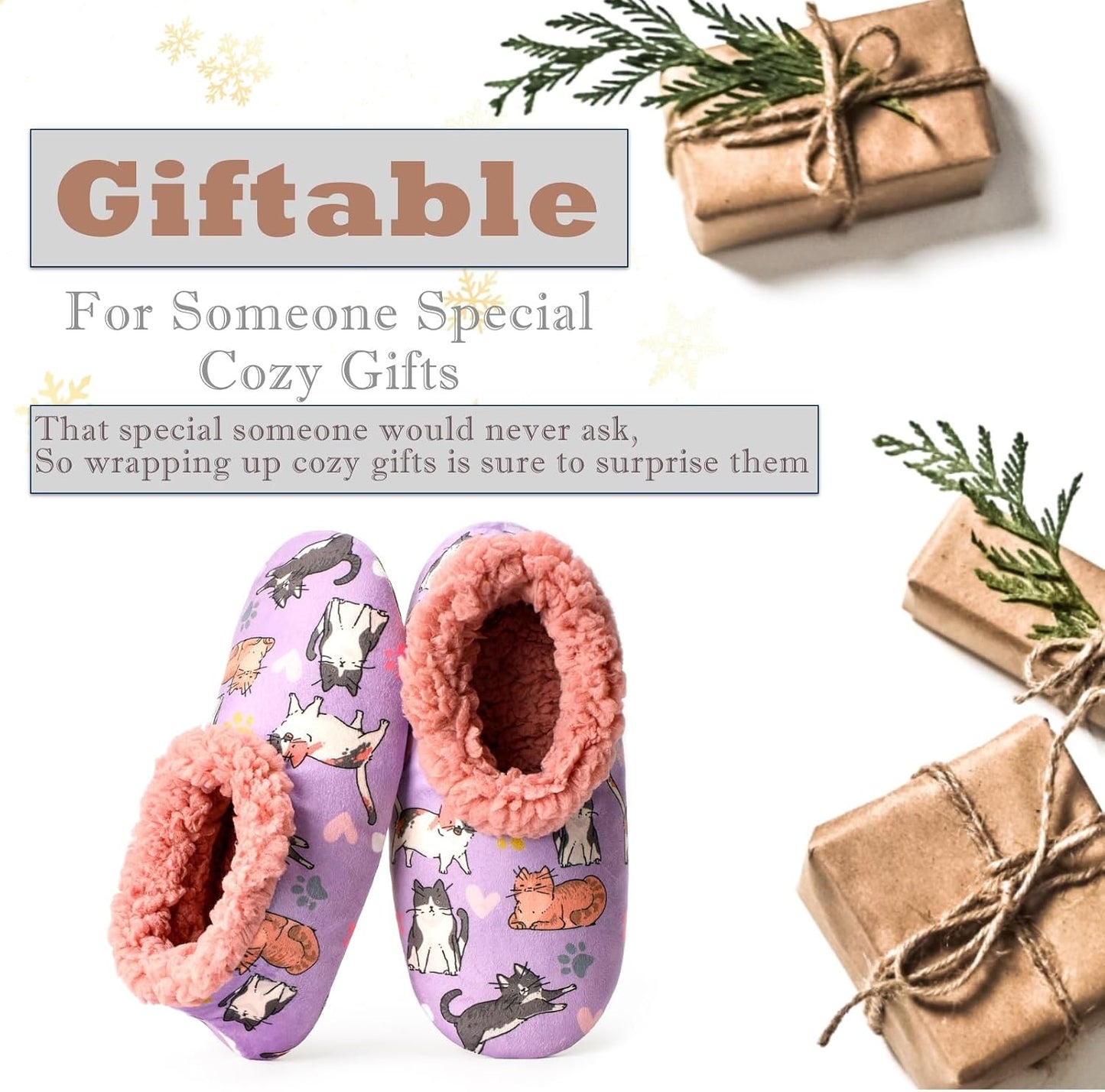 Cozylook Fuzzy Slippers for Women Indoor Soft Sole Slipper Socks with Non Slip Grippers Warm Fluffy