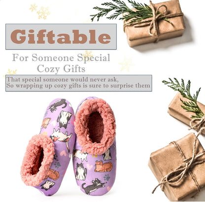 Cozylook Fuzzy Slippers for Women Indoor Soft Sole Slipper Socks with Non Slip Grippers Warm Fluffy