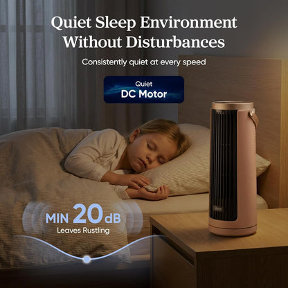 LEVOIT Tower Fan for Bedroom, 20dB Quiet Desk Fan with 23ft/s, Portable & Easy to Carry, 3-Angle & 5-Speed Mini Oscillating Fan, DC Motor, Bladeless, Remoter, 12H Timer, for Home, Room, Office, White