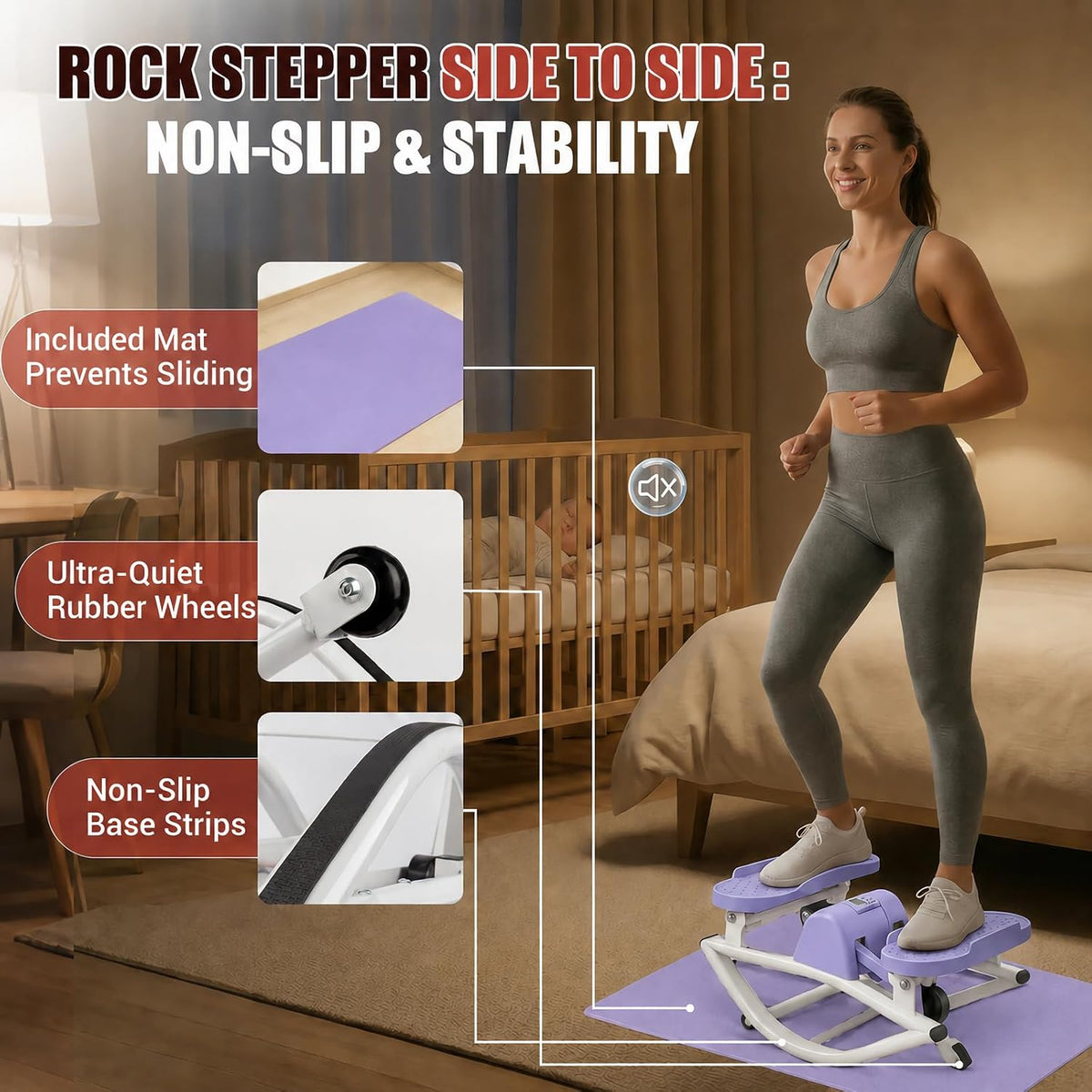 Rock Stepper Side to Side, 300 LBS Capacity, Side Stepper Exercise at Home