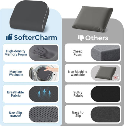 Seat Cushion, Memory Foam Office Chair Cushions for Long Sitting Hours, Chair Pad for Sciatica, Coccyx, Tailbone, Hip Pain & Pressure Relief, Office, Home, Car Seats, Airplane, Black/Large
