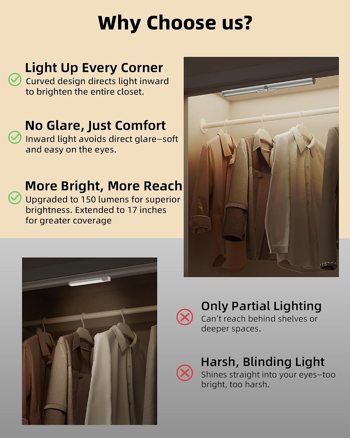 EZVALO 13-inch Closet Lights, Motion Sensor Lights Indoor