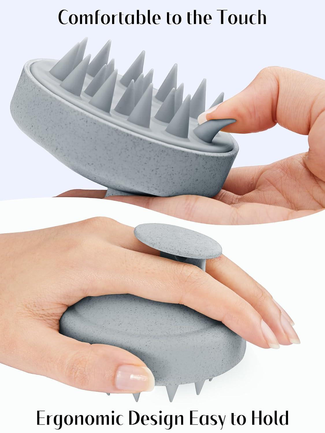 HEETA Scalp Massager Hair Growth, Soft Silicone Scalp Scrubber Shampoo Brush for Exfoliation, Dandruff Removal Head Massage Stress Relax, Wet & Dry Use for Thick Thin Curly Hair Care, Black