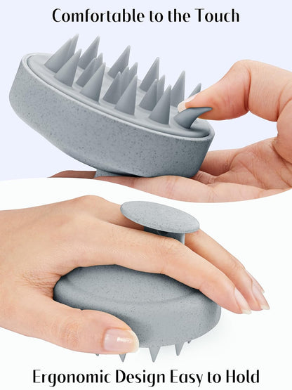 HEETA Scalp Massager Hair Growth, Soft Silicone Scalp Scrubber Shampoo Brush for Exfoliation, Dandruff Removal Head Massage Stress Relax, Wet & Dry Use for Thick Thin Curly Hair Care, Black