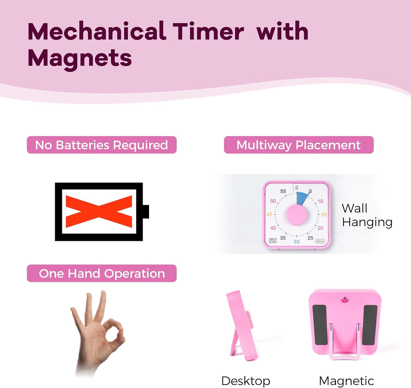 Visual Timer 7.5 inch; 60 Minute 1 Hour Countdown Timer for Kids Classroom Teaching Tool Home Office Meeting, Mechanical Countdown Clock for Exam Time Management Magnetic, Navy Blue with Colorful Disc