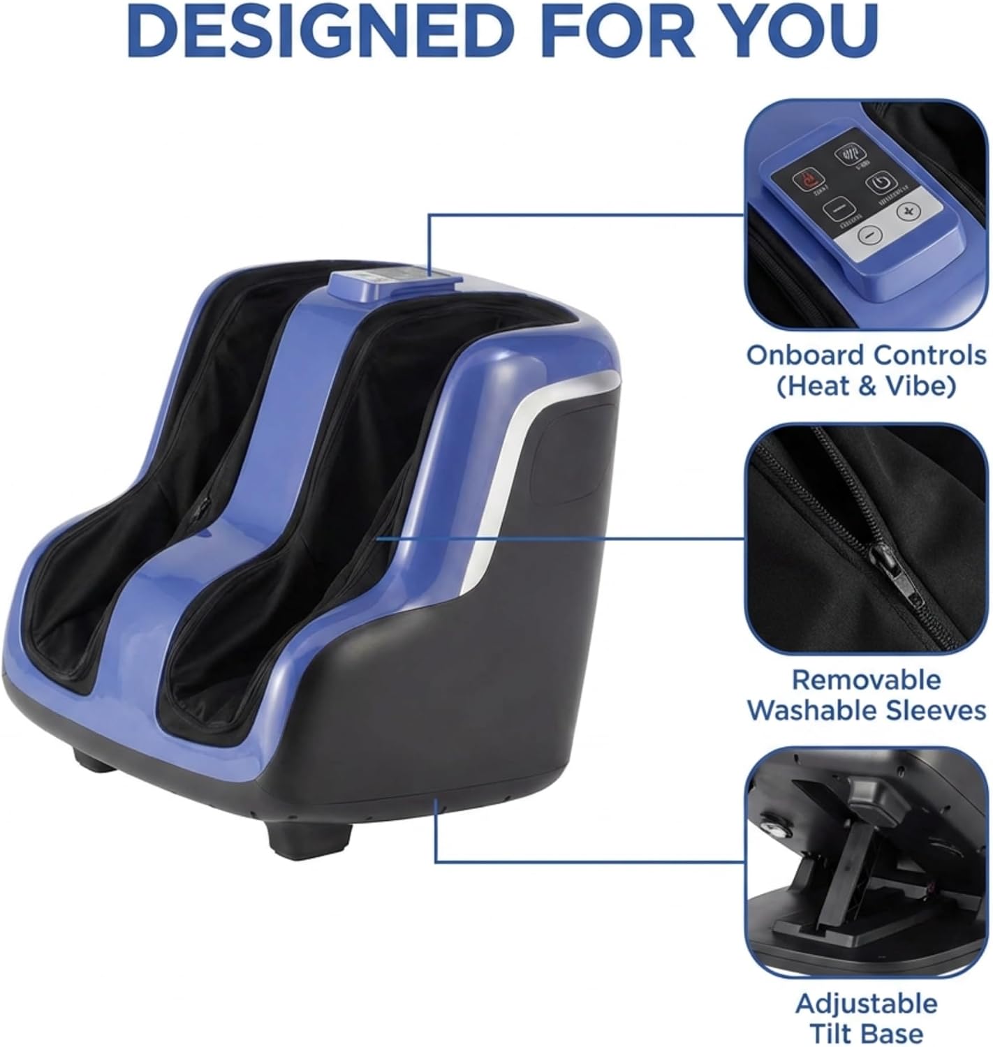 Human Touch Reflex5s Foot and Calf Massager - HSA Approved for Stress & Plantar Fasciitis Relief + Kneading & Compression for Circulation Support - 1 Year Warranty - Fits Women & Men Size 12