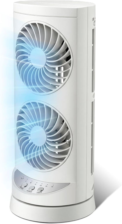 Personal Tower Cooling Fans that Blow Cold Air, Standing Small Desk Fan with 3 Speeds & Timer, 60° & 110° Oscillating Table Fan, Quiet and Safe Electric Floor Fan for Bedroom, Bedside, Home, Office