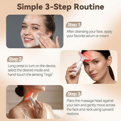 Neck Face Massager Tool, 3-in-1 Portable Facial Massager, Face Sculpting Tool at Home for Skin Care with Vibration (White)