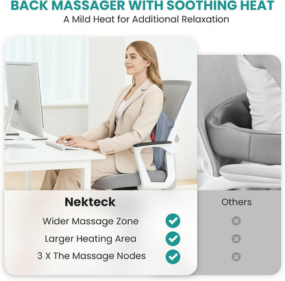 Nekteck Foot Massager with Heat, Shiatsu Heated Electric Kneading Foot Massager Machine for Neuropathy, Plantar Fasciitis, Feet Massage for Pain Relief, Circulation, Ideal Gifts for Man Woman Her Him