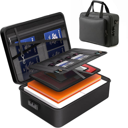 Fireproof File Organizer with Lock,Fireproof Document Folder, Portable Home Office Travel Safe Storage for Important Documents Laptop Black