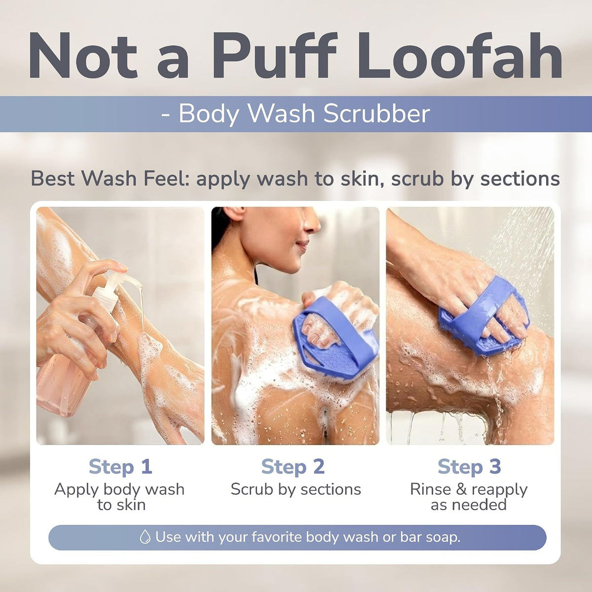 SILKLE Silicone Body Scrubber Exfoliator, Shower Scrubber & Silicone Loofah