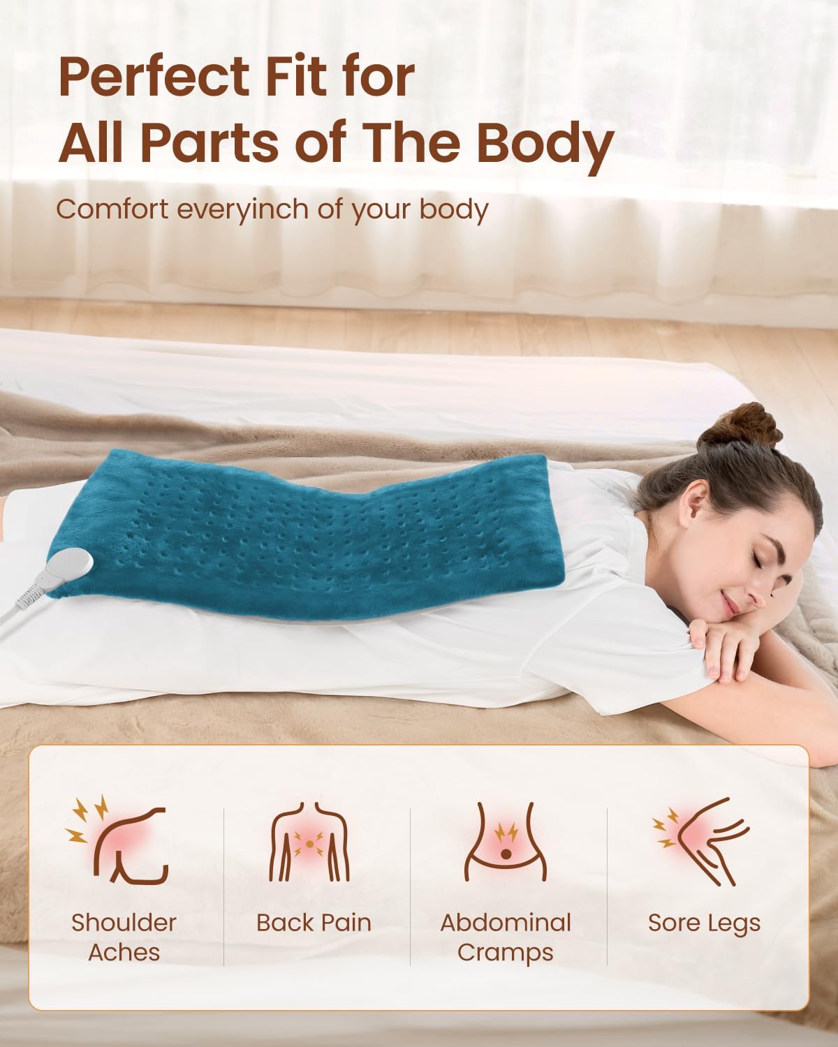 RENPHO Heating Pad for Back & Period Cramps, FSA Eligible & HSA Store, Fathers Day Dad Gifts for Men & Birthday Gifts for Women, 12" x24‘’ Electric Heat Pad for Neck and Shoulder, ETL Certified, Gray