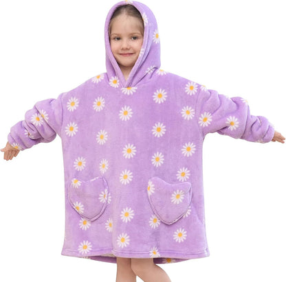 Fiosnow Glow in the Dark Unicorn Blanket Hoodies for Kids 6-13YR Oversize Wearable Blanket Hoodies for Boys Girls Teens
