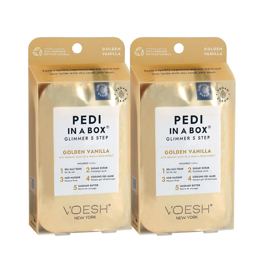 VOESH Pedi in a Box Glimmer - 2 Packs, Variety Pack, Pedi in a Box, Spa Pedicure Kit, Sparkly Pedicure, DIY Pedi, Foot Care, At-Home Pedi Products, Vegan Skincare