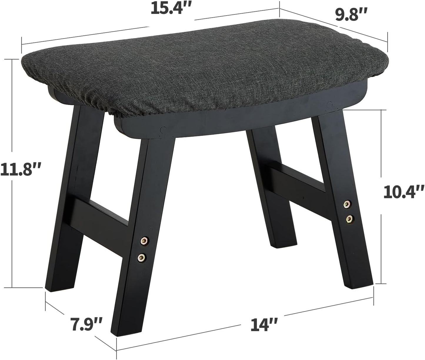 Foot Stool Ottoman Foot Rest Under Desk,Small Stool for Living Room, Bedroom and Kitchen (Brown Legs - Beige Stool Surface)
