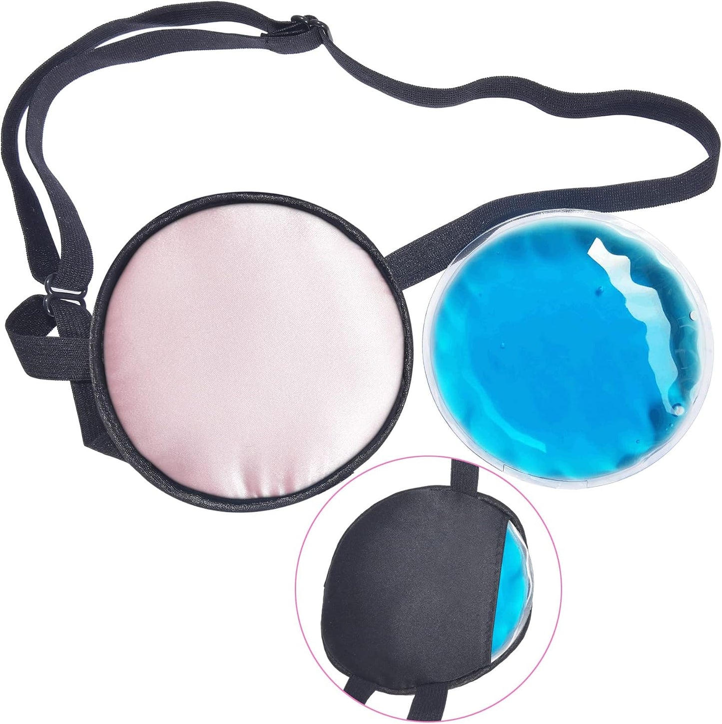 Cooling Eye Patches for Puffy Eyes, Pure Silk Ice Eye Patch, Single Eye Mask, Medical One Eye Cover Cold Hot Therapy Strabismus Lazy Eyes After Surgery Adult Kid Pirate Eyepatch (Pink-New)