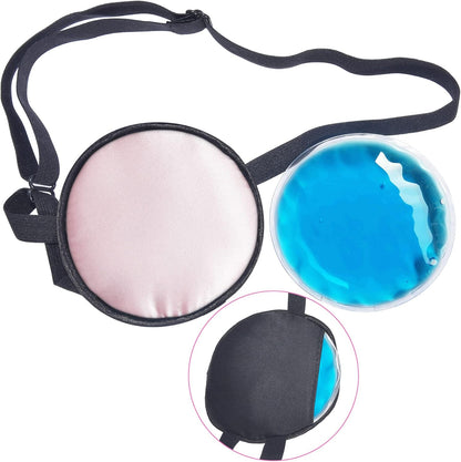 Cooling Eye Patches for Puffy Eyes, Pure Silk Ice Eye Patch, Single Eye Mask, Medical One Eye Cover Cold Hot Therapy Strabismus Lazy Eyes After Surgery Adult Kid Pirate Eyepatch (Pink-New)