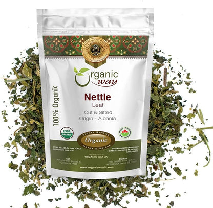 Organic Way Nettle Leaf Cut & Sifted - Herbal Tea - Origin Albania (8 Oz)