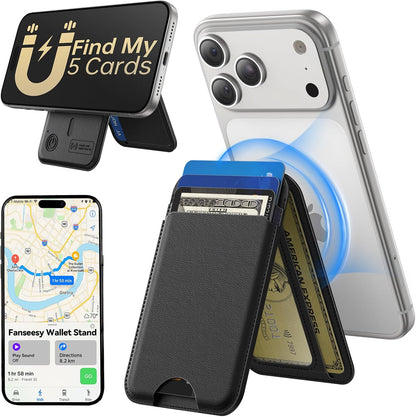 TWZKG for MagSafe Wallet, Works with Apple Find My,5 Card Holder with Stand