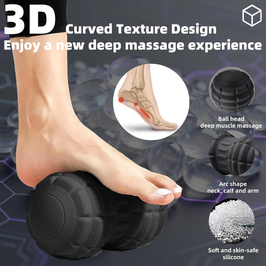 Vibrating Peanut Massage Ball – Back, Neck, Hip, Calf, Leg & Foot Muscle Roller, Trigger Point Massage Ball for Deep Tissue Myofascial Release, Silicone Shell, 4-Speed (Blue)