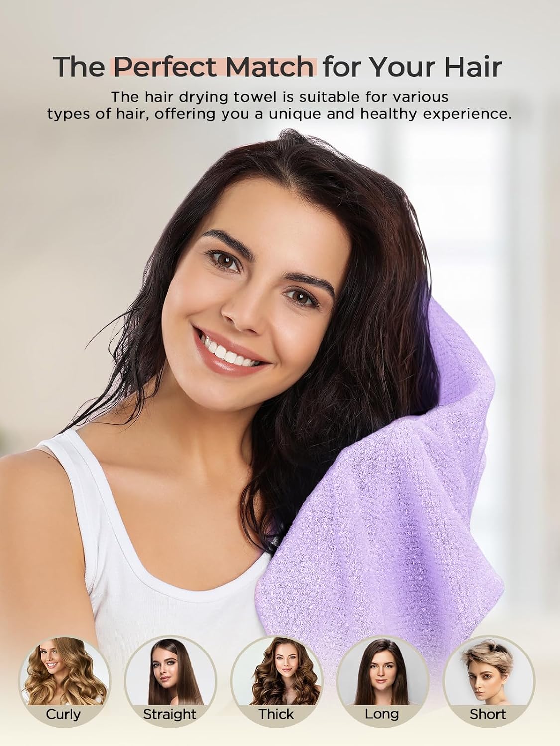 Hicober Microfiber Hair Towel Wrap, Fast Drying Hair Towels for Women, Soft Lightweight Quick Dry Turban for Curly & Long Hair–3 Pack(Blue/Grey/Pink)