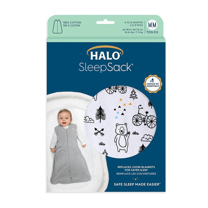 HALO SleepSack, 100% Cotton Wearable Blanket, Swaddle Transition Sleeping Bag, TOG 0.5, Ocean Life, Medium, 6-12 Months