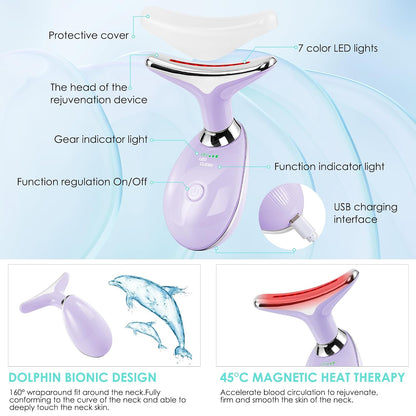 Facial Massager Face and Neck, Face 𝖲 culpting Wand Tool with 7 Color - Birthday, Christmas, Mothers Day, Valentines Day Gifts for Her Women Mom Best Friend Wife Teacher (White)