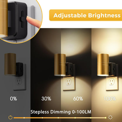 L LOHAS LED Night Lights Plug into wall, Amber Night Light with Adjustable Brightness, Plug in NightLight with Auto Light Sensor, Wall Sconce-Style Design Night Light for Bathroom,Hallway, 2 Pack
