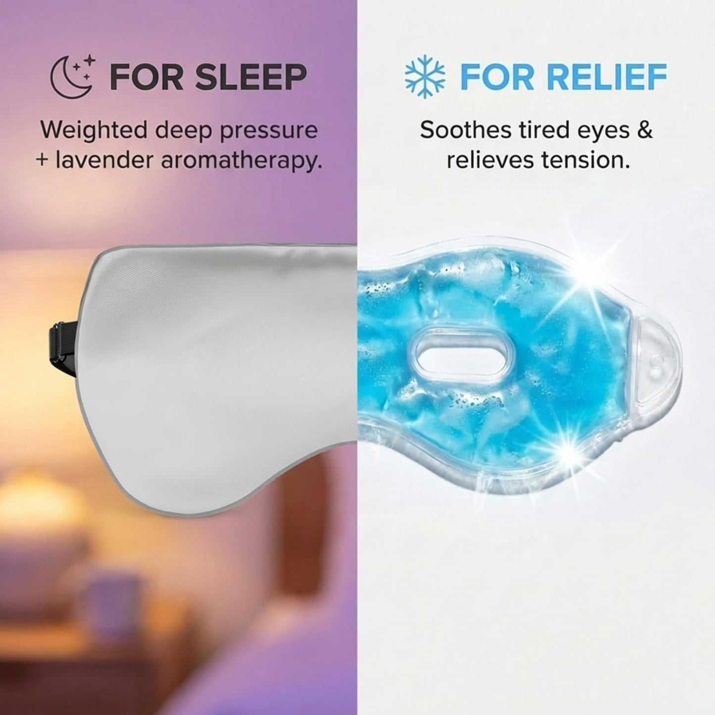 ASUTRA Silk Eye Pillow for Sleep, Black - Filled w/Lavender Buds & Flax Seeds, Weighted Eye Mask, Meditation & Light Blocking Blindfold, Cooling Gel Mask Included