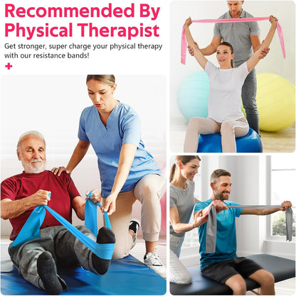 Resistance Bands for Working Out, Exercise Bands for Physical Therapy, Stretch, Recovery, Pilates, Rehab, Strength Training and Yoga Starter Set