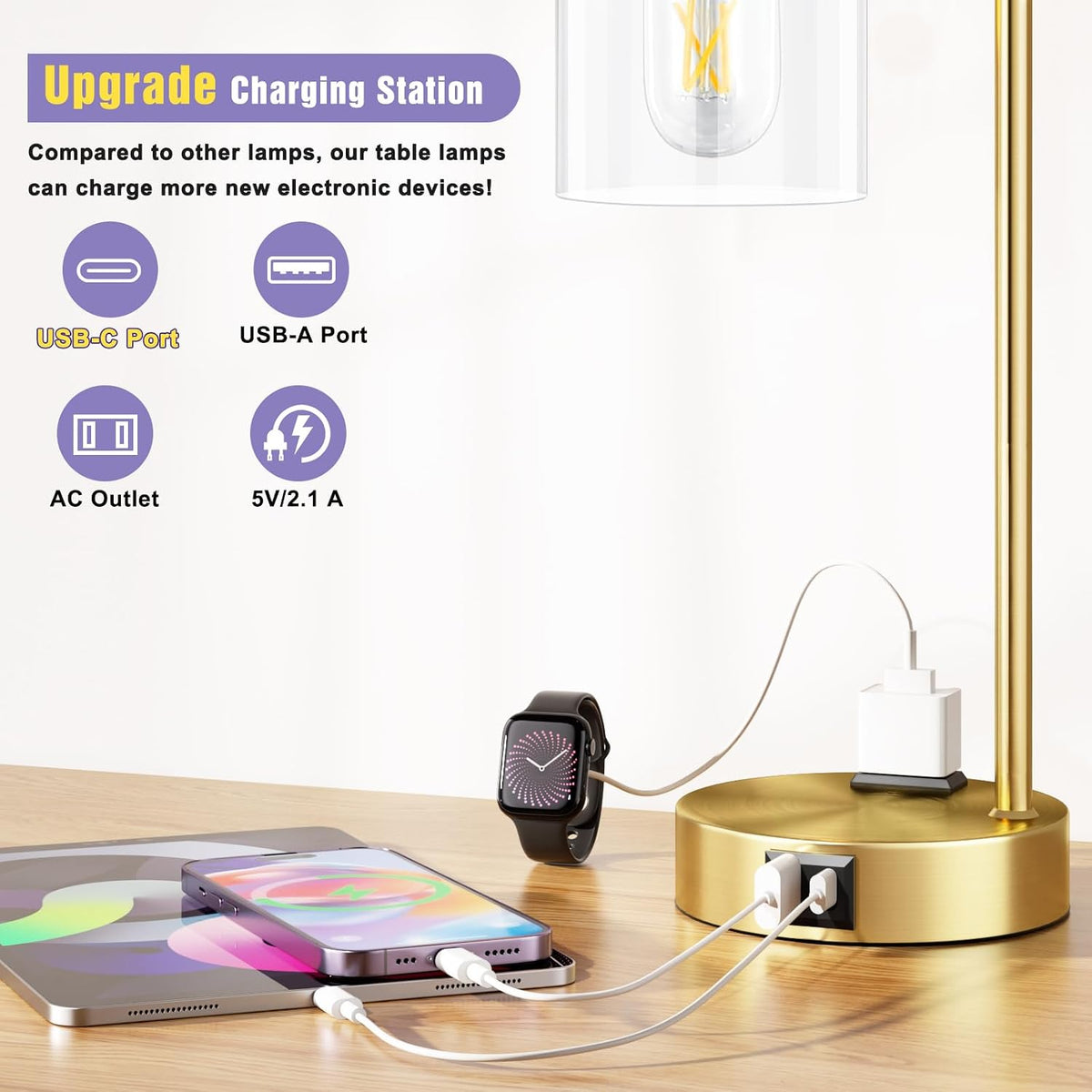 Industrial Touch Lamps for Nightstand Set of 2, 3-Way Dimmable Bedside Lamp