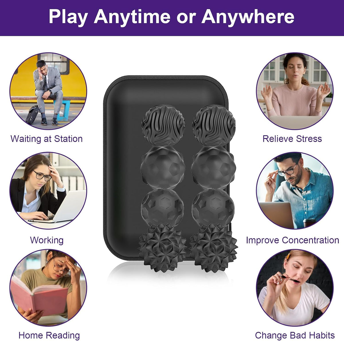 BUSOHA Silicone Magnetic Fidget Balls - 4 Pack Fidget Toys for Adult