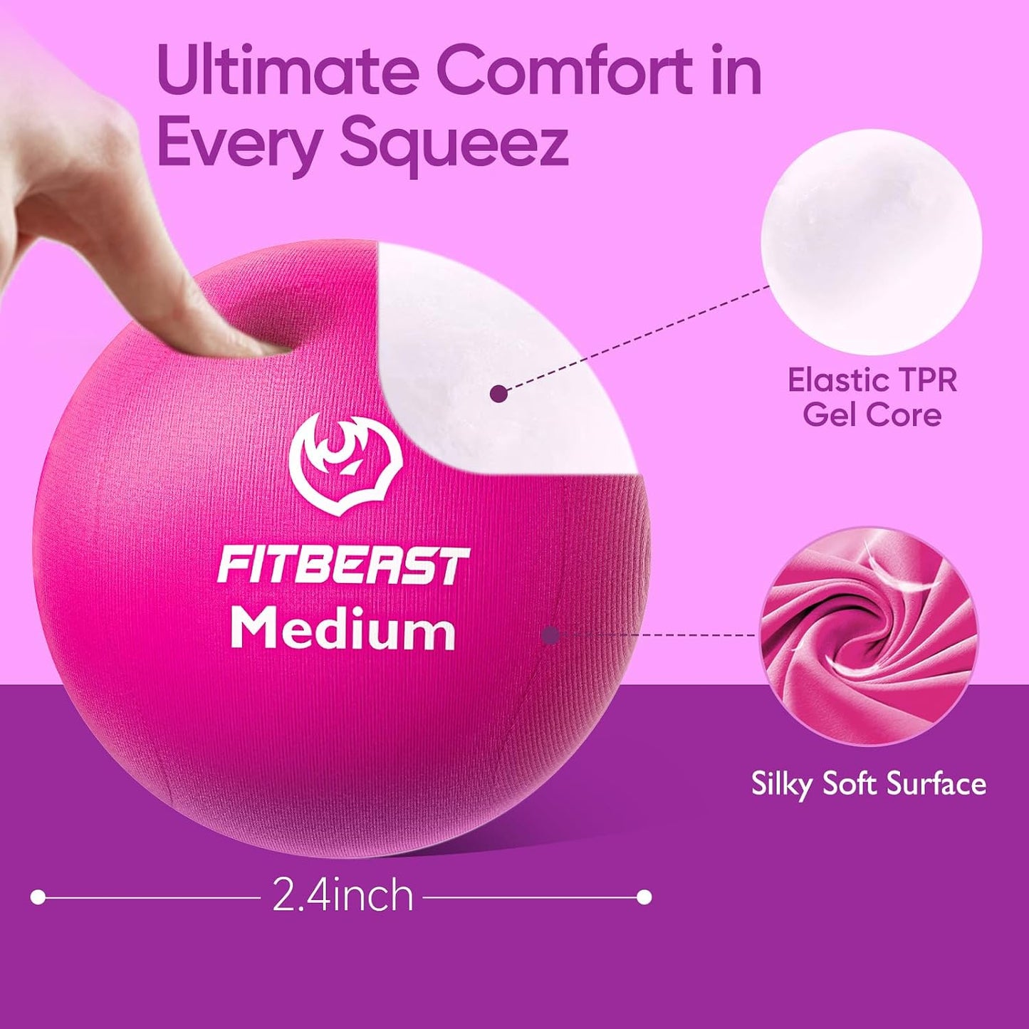 FitBeast Grip Strength Trainer – 6 Pieces Hand Therapy Kit with Finger Extension Exerciser & Stress Balls for Adults, Rehab & Strength Training – for Men, Women, and Seniors